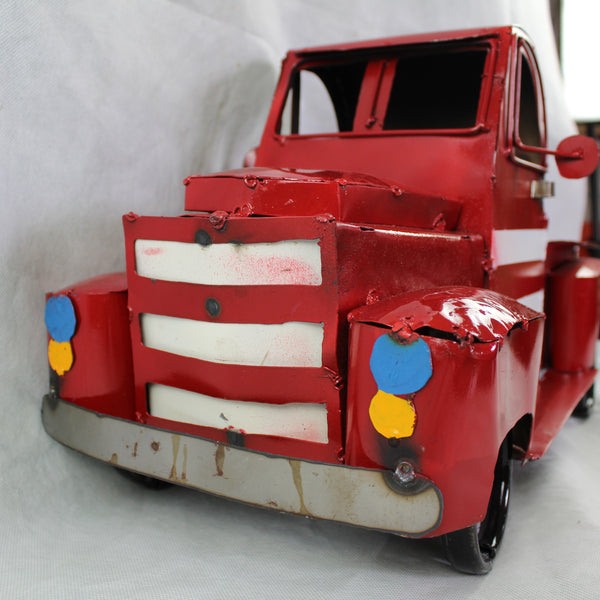 USA FLAG TRUCK 24" PICKUP PATRIOTIC TRUCK RED WHITE TAIL DOWN METAL GARDEN ART FIGURINE WESTERN HOME DECOR HANDMADE #EH12855