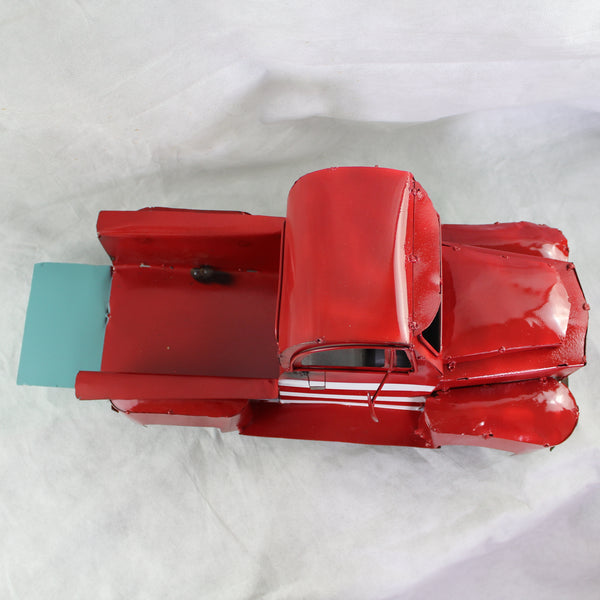 USA FLAG TRUCK 24" PICKUP PATRIOTIC TRUCK RED WHITE TAIL DOWN METAL GARDEN ART FIGURINE WESTERN HOME DECOR HANDMADE #EH12855