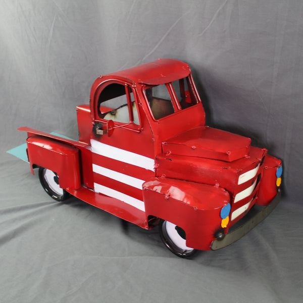 USA FLAG TRUCK 24" PICKUP PATRIOTIC TRUCK RED WHITE TAIL DOWN METAL GARDEN ART FIGURINE WESTERN HOME DECOR HANDMADE #EH12855