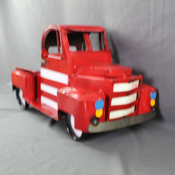 USA FLAG TRUCK 24" PICKUP PATRIOTIC TRUCK RED WHITE TAIL DOWN METAL GARDEN ART FIGURINE WESTERN HOME DECOR HANDMADE #EH12855