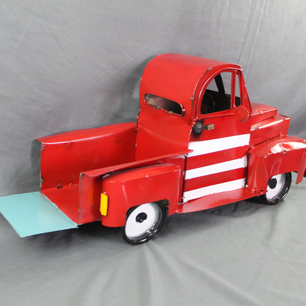 USA FLAG TRUCK 24" PICKUP PATRIOTIC TRUCK RED WHITE TAIL DOWN METAL GARDEN ART FIGURINE WESTERN HOME DECOR HANDMADE #EH12855