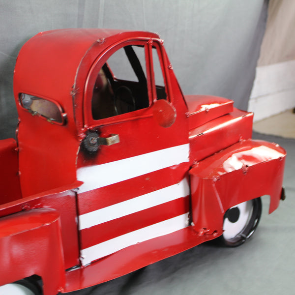 USA FLAG TRUCK 24" PICKUP PATRIOTIC TRUCK RED WHITE TAIL DOWN METAL GARDEN ART FIGURINE WESTERN HOME DECOR HANDMADE #EH12855