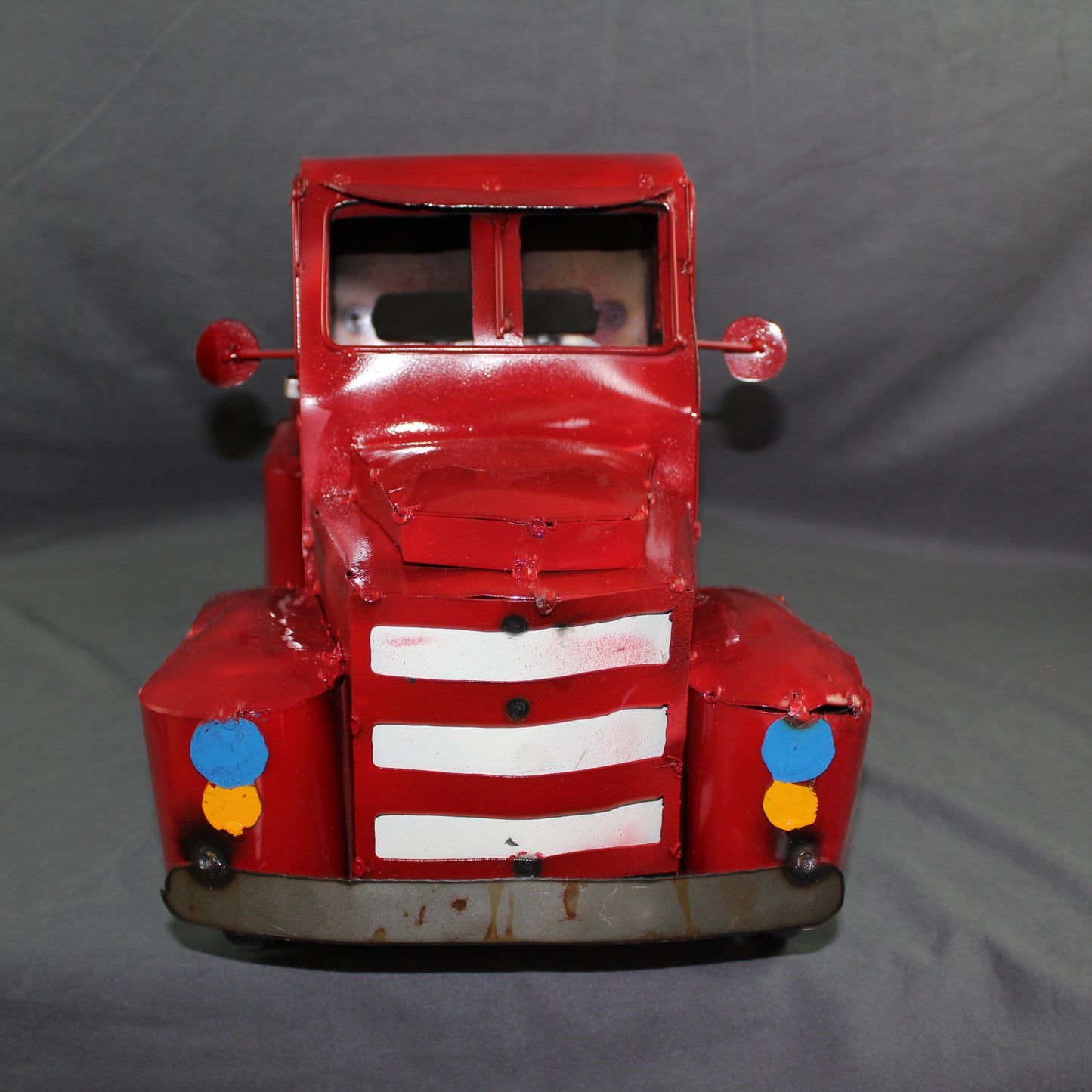 USA FLAG TRUCK 24" PICKUP PATRIOTIC TRUCK RED WHITE TAIL DOWN METAL GARDEN ART FIGURINE WESTERN HOME DECOR HANDMADE #EH12855