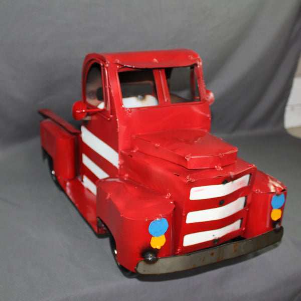 USA FLAG TRUCK 24" PICKUP PATRIOTIC TRUCK RED WHITE TAIL DOWN METAL GARDEN ART FIGURINE WESTERN HOME DECOR HANDMADE #EH12855