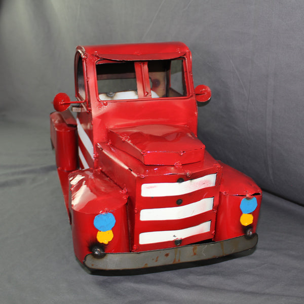 USA FLAG TRUCK 24" PICKUP PATRIOTIC TRUCK RED WHITE TAIL DOWN METAL GARDEN ART FIGURINE WESTERN HOME DECOR HANDMADE #EH12855