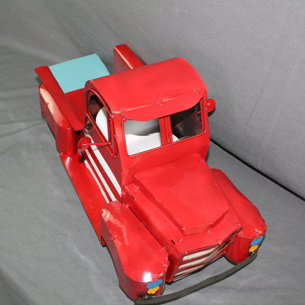 USA FLAG TRUCK 24" PICKUP PATRIOTIC TRUCK RED WHITE TAIL DOWN METAL GARDEN ART FIGURINE WESTERN HOME DECOR HANDMADE #EH12855