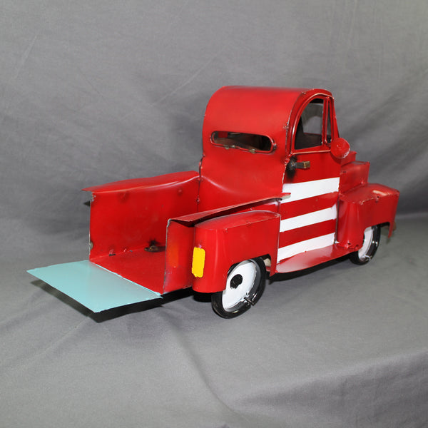 USA FLAG TRUCK 24" PICKUP PATRIOTIC TRUCK RED WHITE TAIL DOWN METAL GARDEN ART FIGURINE WESTERN HOME DECOR HANDMADE #EH12855