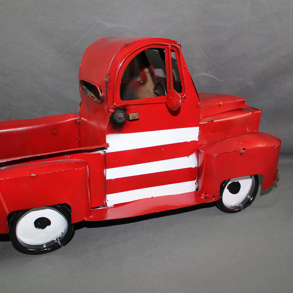 USA FLAG TRUCK 24" PICKUP PATRIOTIC TRUCK RED WHITE TAIL DOWN METAL GARDEN ART FIGURINE WESTERN HOME DECOR HANDMADE #EH12855