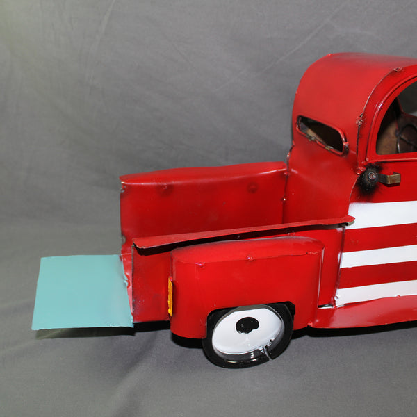 USA FLAG TRUCK 24" PICKUP PATRIOTIC TRUCK RED WHITE TAIL DOWN METAL GARDEN ART FIGURINE WESTERN HOME DECOR HANDMADE #EH12855