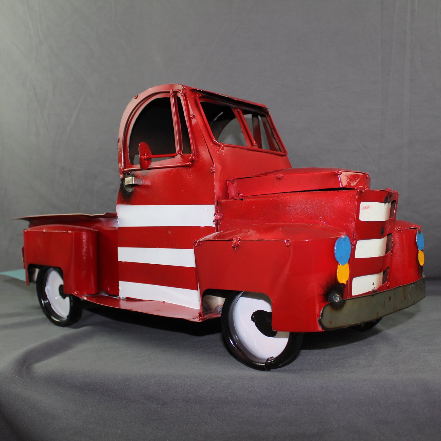 USA FLAG TRUCK 24" PICKUP PATRIOTIC TRUCK RED WHITE TAIL DOWN METAL GARDEN ART FIGURINE WESTERN HOME DECOR HANDMADE #EH12855