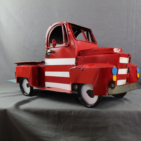 USA FLAG TRUCK 24" PICKUP PATRIOTIC TRUCK RED WHITE TAIL DOWN METAL GARDEN ART FIGURINE WESTERN HOME DECOR HANDMADE #EH12855