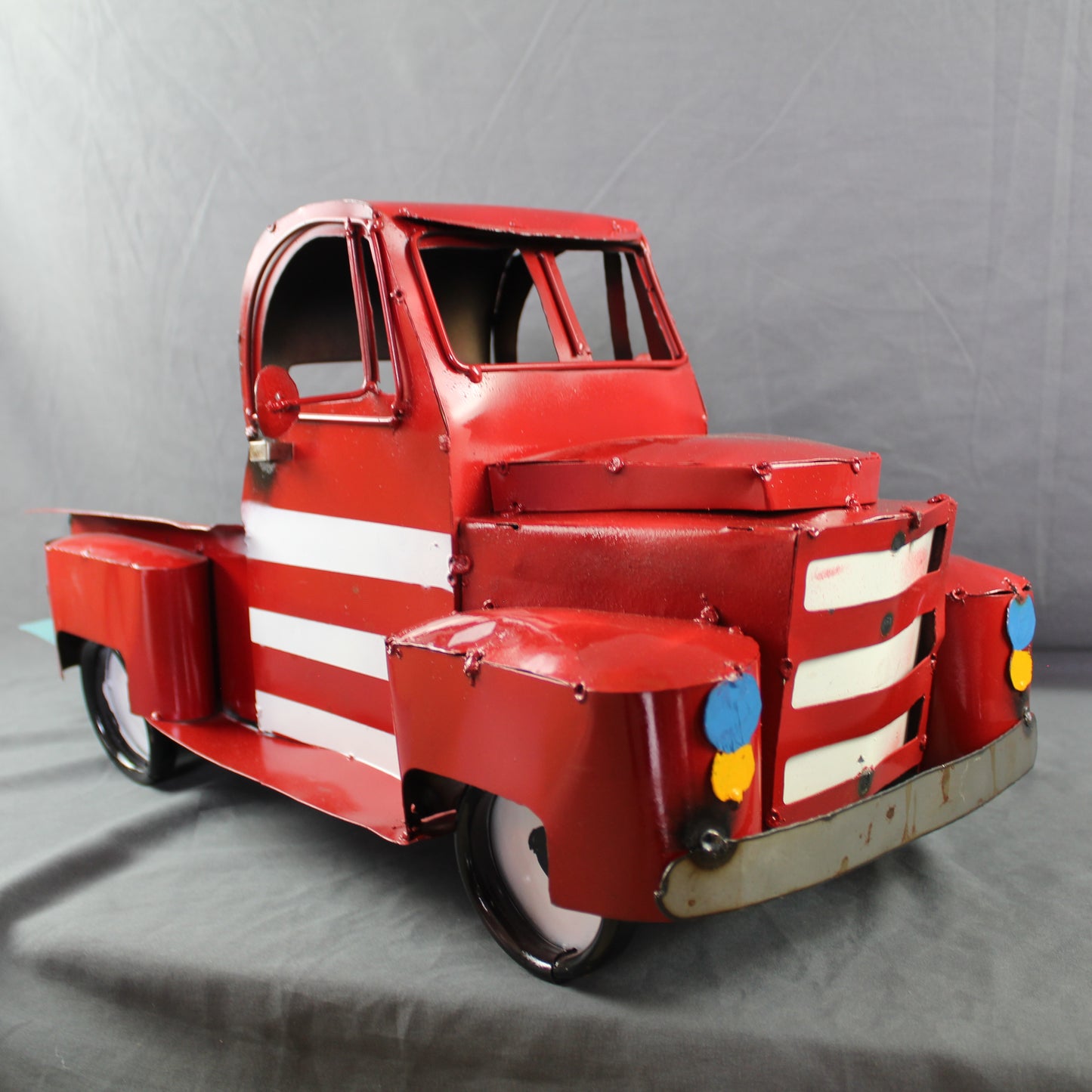 USA FLAG TRUCK 24" PICKUP PATRIOTIC TRUCK RED WHITE TAIL DOWN METAL GARDEN ART FIGURINE WESTERN HOME DECOR HANDMADE #EH12855