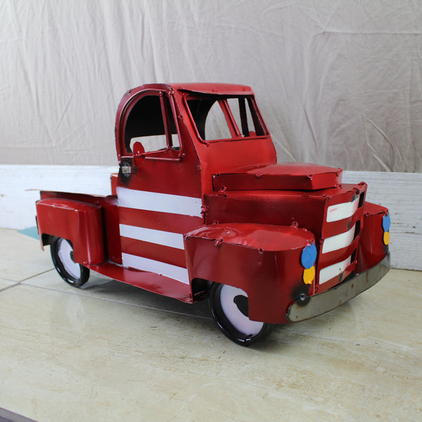 USA FLAG TRUCK 24" PICKUP PATRIOTIC TRUCK RED WHITE TAIL DOWN METAL GARDEN ART FIGURINE WESTERN HOME DECOR HANDMADE #EH12855