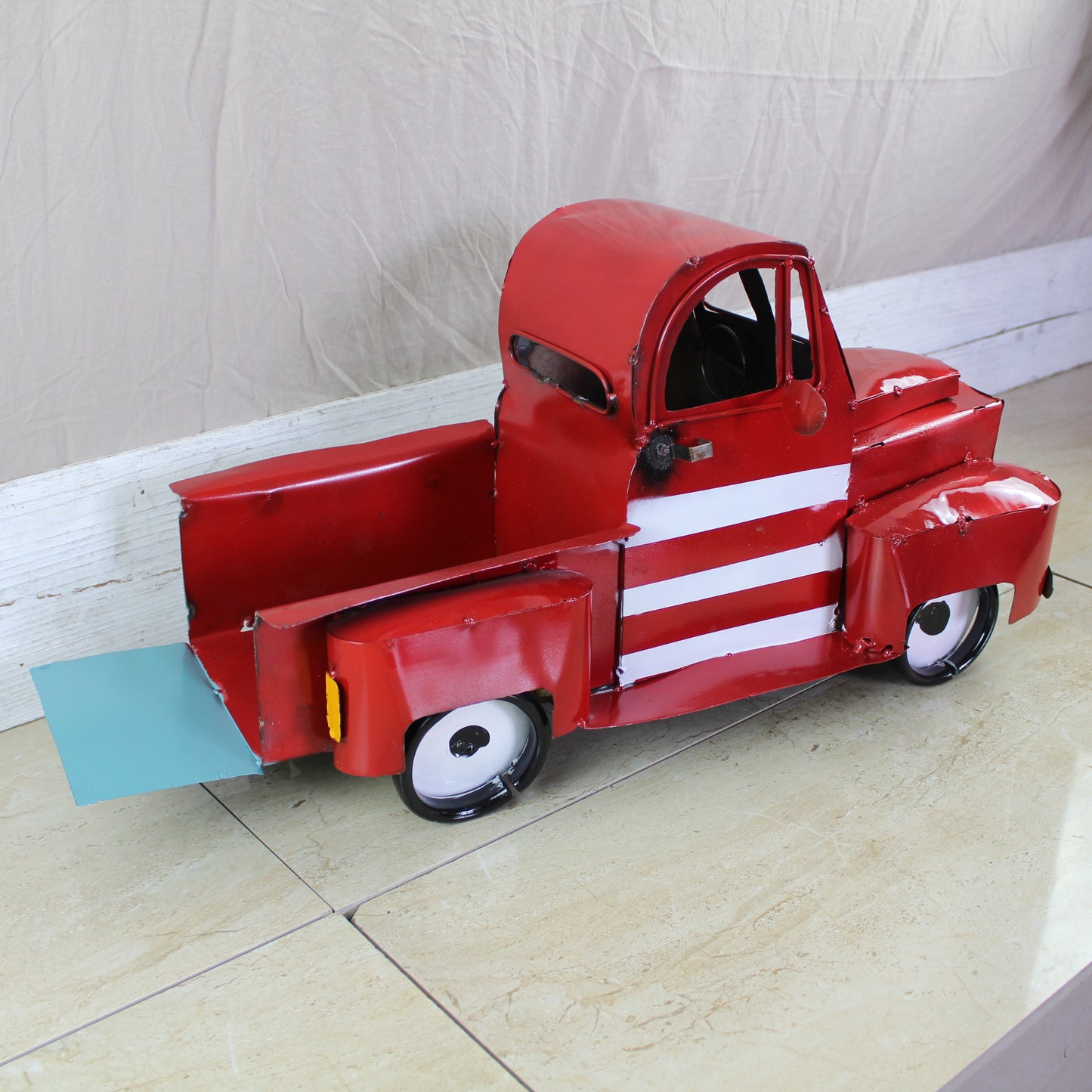 USA FLAG TRUCK 24" PICKUP PATRIOTIC TRUCK RED WHITE TAIL DOWN METAL GARDEN ART FIGURINE WESTERN HOME DECOR HANDMADE #EH12855