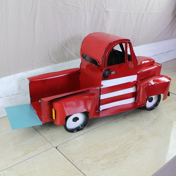 USA FLAG TRUCK 24" PICKUP PATRIOTIC TRUCK RED WHITE TAIL DOWN METAL GARDEN ART FIGURINE WESTERN HOME DECOR HANDMADE #EH12855