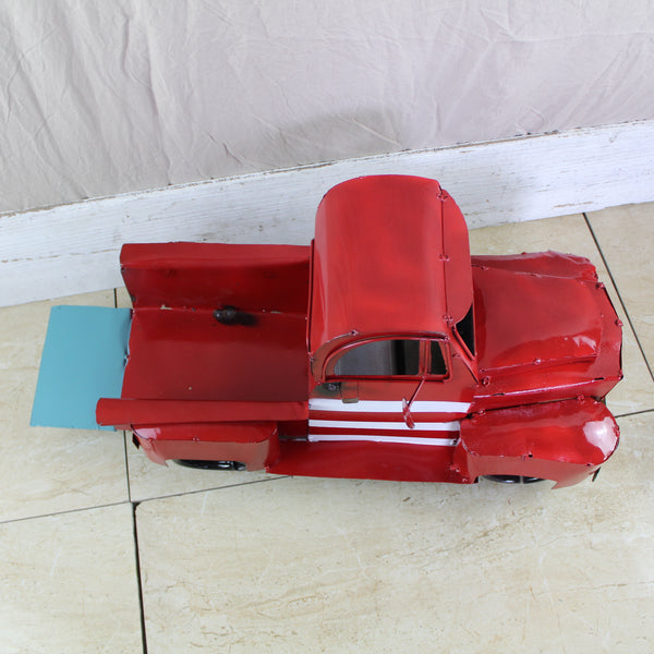 USA FLAG TRUCK 24" PICKUP PATRIOTIC TRUCK RED WHITE TAIL DOWN METAL GARDEN ART FIGURINE WESTERN HOME DECOR HANDMADE #EH12855