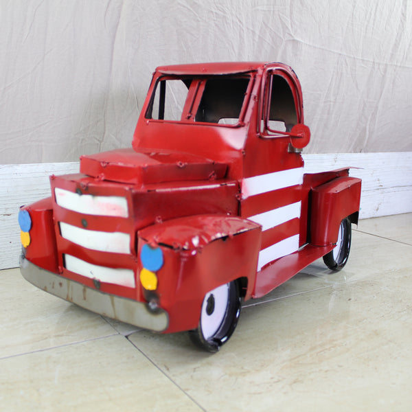 USA FLAG TRUCK 24" PICKUP PATRIOTIC TRUCK RED WHITE TAIL DOWN METAL GARDEN ART FIGURINE WESTERN HOME DECOR HANDMADE #EH12855