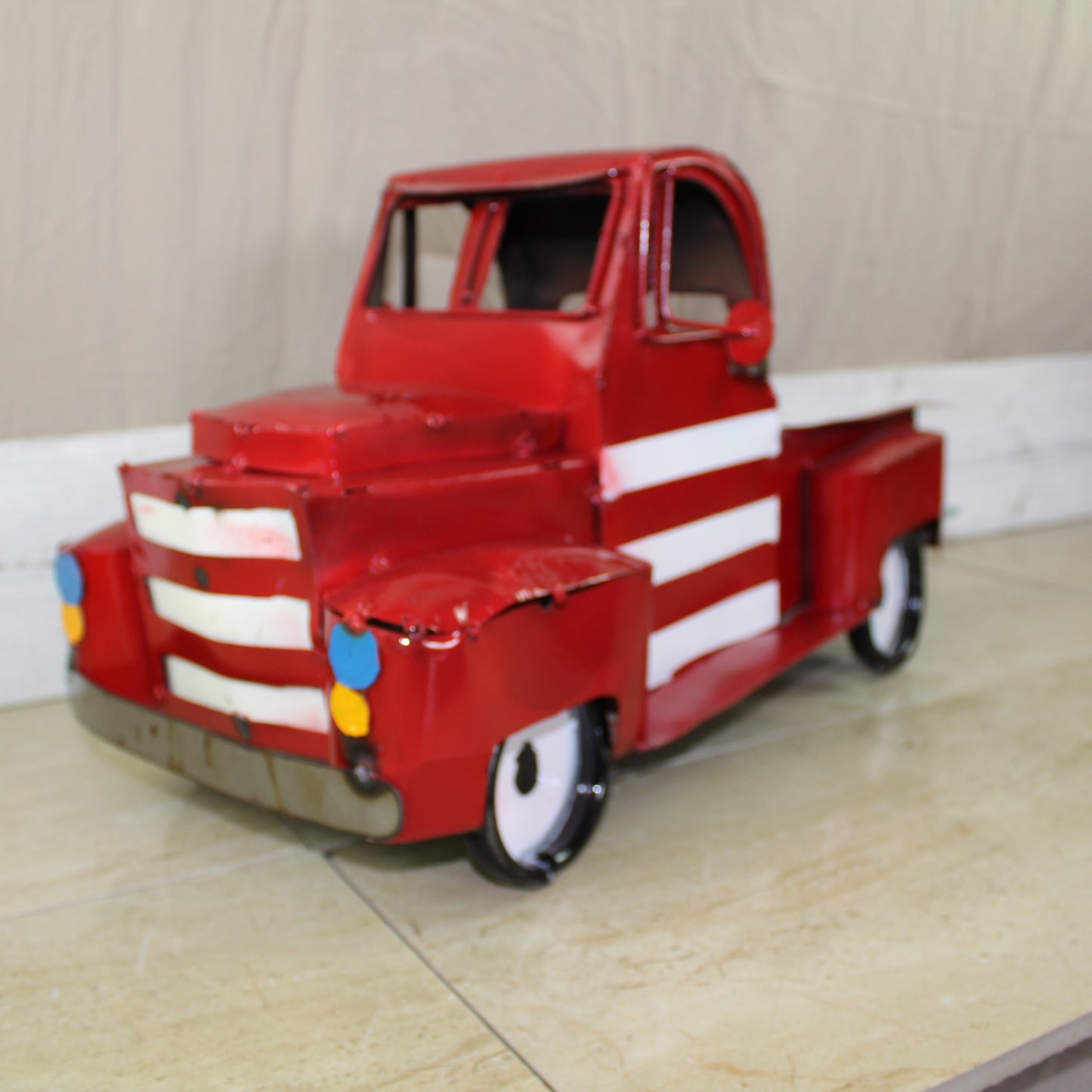 USA FLAG TRUCK 24" PICKUP PATRIOTIC TRUCK RED WHITE TAIL DOWN METAL GARDEN ART FIGURINE WESTERN HOME DECOR HANDMADE #EH12855