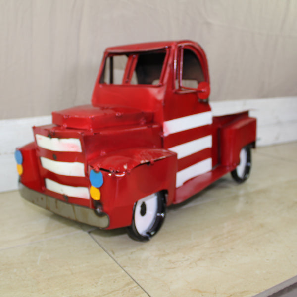 USA FLAG TRUCK 24" PICKUP PATRIOTIC TRUCK RED WHITE TAIL DOWN METAL GARDEN ART FIGURINE WESTERN HOME DECOR HANDMADE #EH12855