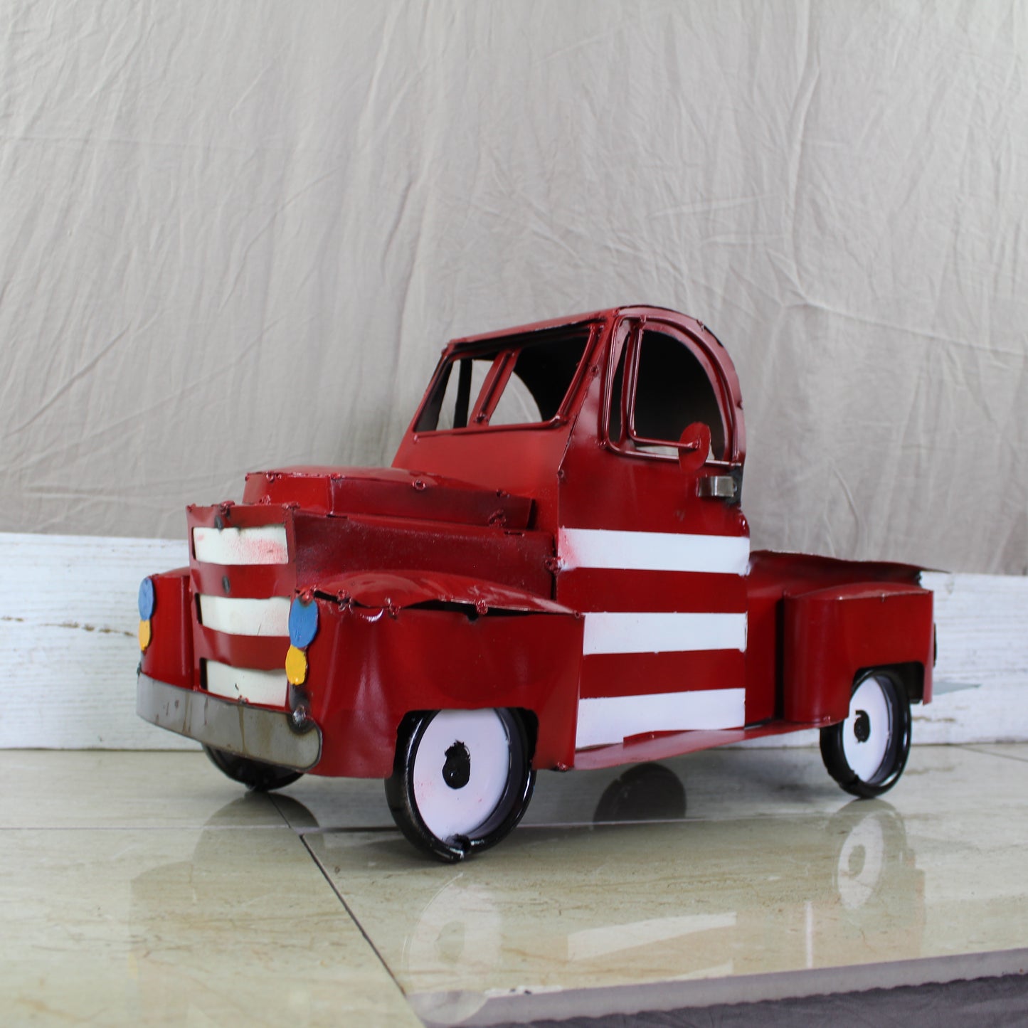 USA FLAG TRUCK 24" PICKUP PATRIOTIC TRUCK RED WHITE TAIL DOWN METAL GARDEN ART FIGURINE WESTERN HOME DECOR HANDMADE #EH12855