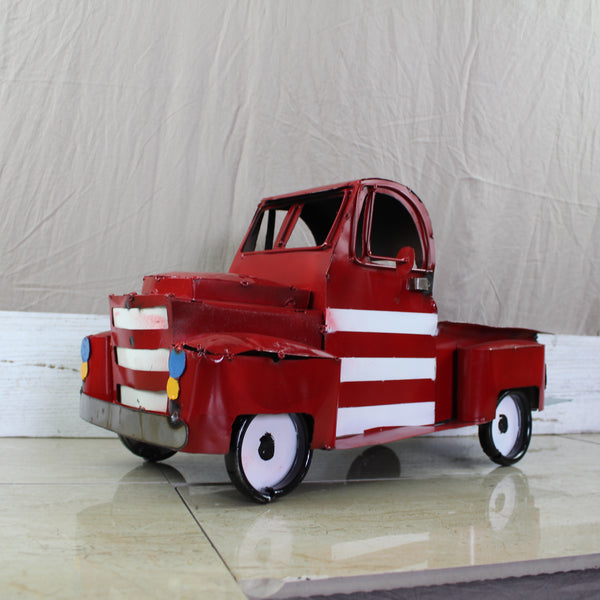 USA FLAG TRUCK 24" PICKUP PATRIOTIC TRUCK RED WHITE TAIL DOWN METAL GARDEN ART FIGURINE WESTERN HOME DECOR HANDMADE #EH12855
