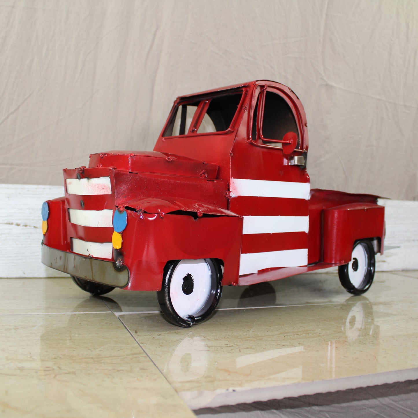 USA FLAG TRUCK 24" PICKUP PATRIOTIC TRUCK RED WHITE TAIL DOWN METAL GARDEN ART FIGURINE WESTERN HOME DECOR HANDMADE #EH12855