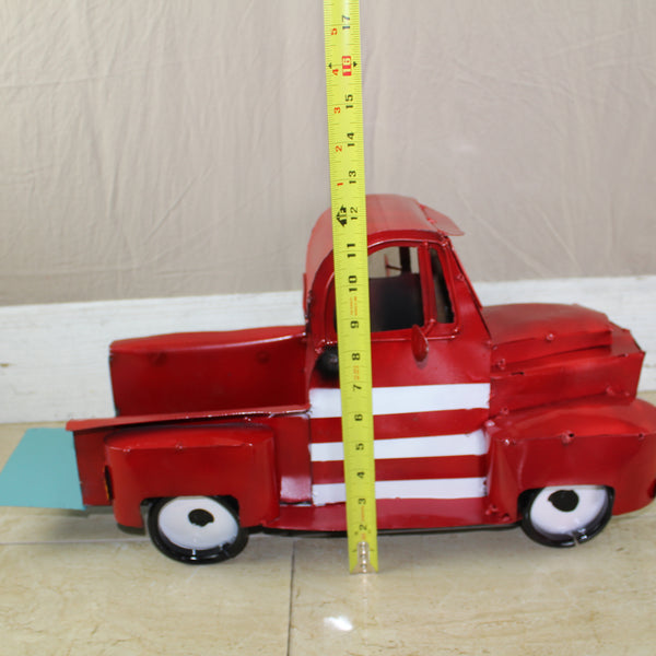 USA FLAG TRUCK 24" PICKUP PATRIOTIC TRUCK RED WHITE TAIL DOWN METAL GARDEN ART FIGURINE WESTERN HOME DECOR HANDMADE #EH12855