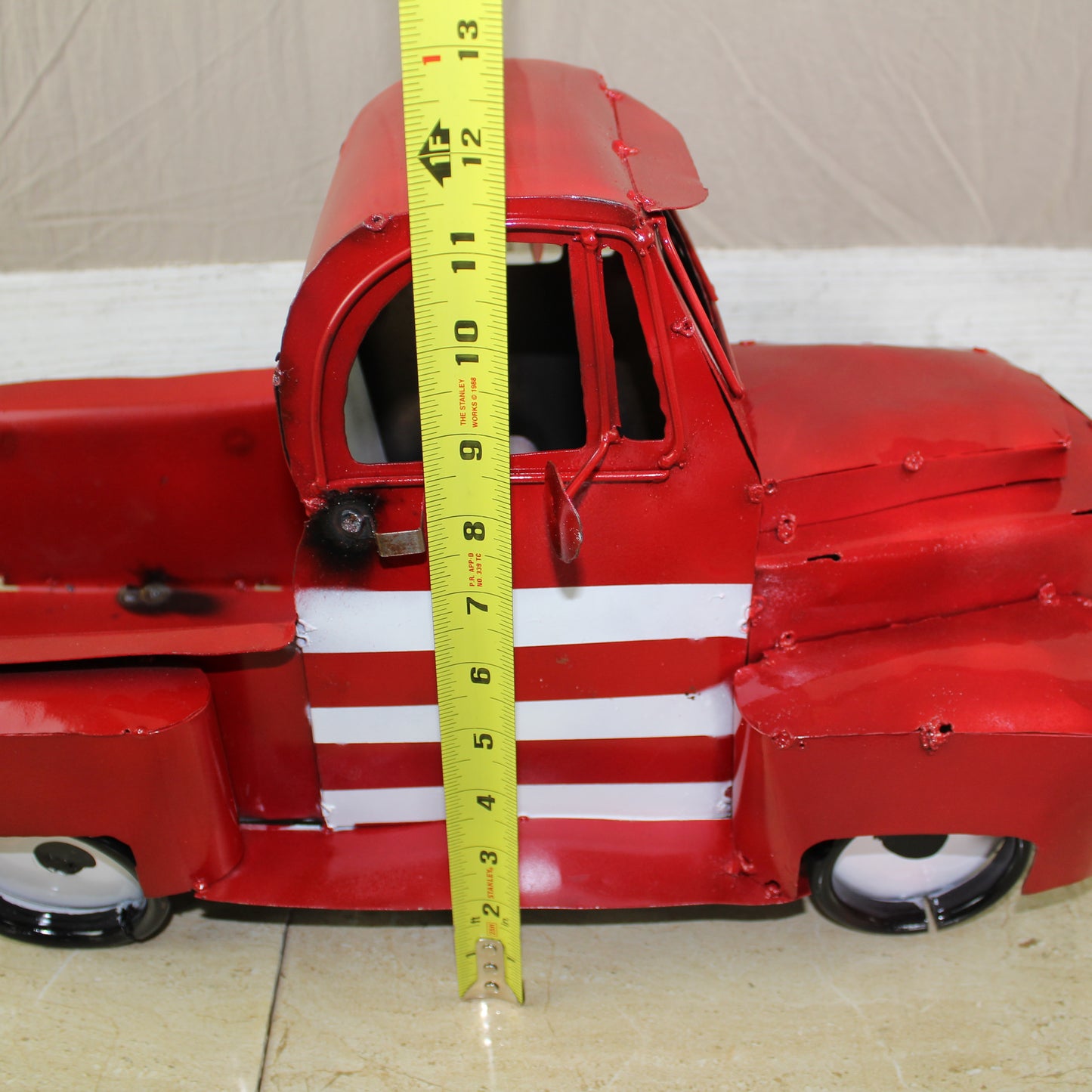 USA FLAG TRUCK 24" PICKUP PATRIOTIC TRUCK RED WHITE TAIL DOWN METAL GARDEN ART FIGURINE WESTERN HOME DECOR HANDMADE #EH12855