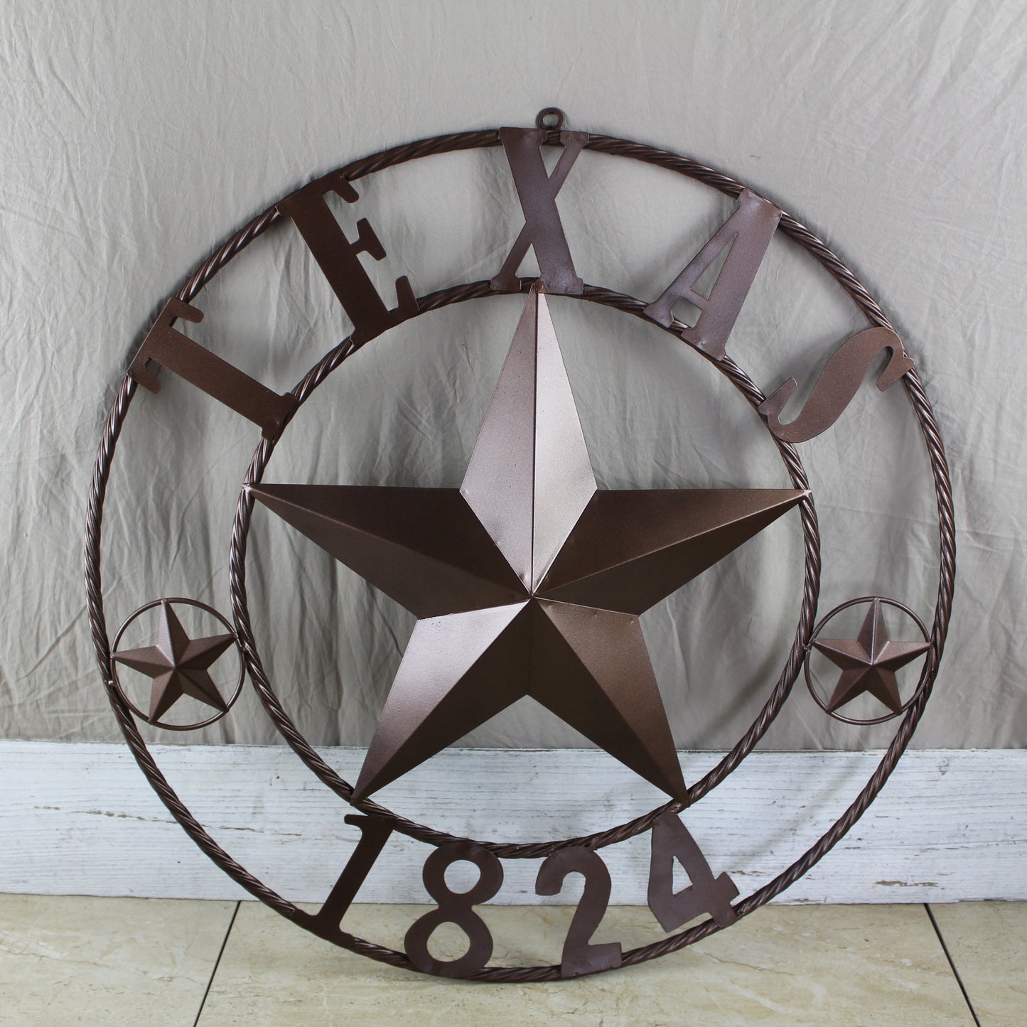 TEXAS 1824 STYLE YOUR CUSTOM NAME STAR METAL BARN STAR ROPE RING RUSTIC BRONZE WESTERN HOME DECOR NEW HANDMADE 24",32",36",40",50"