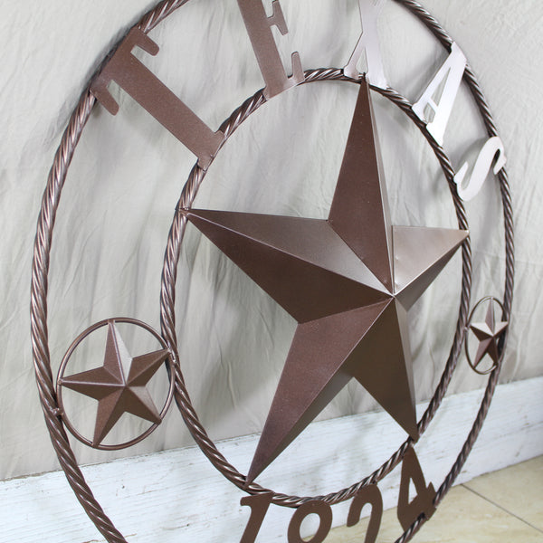 TEXAS 1824 STYLE YOUR CUSTOM NAME STAR METAL BARN STAR ROPE RING RUSTIC BRONZE WESTERN HOME DECOR NEW HANDMADE 24",32",36",40",50"
