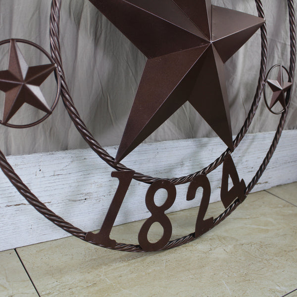 TEXAS 1824 STYLE YOUR CUSTOM NAME STAR METAL BARN STAR ROPE RING RUSTIC BRONZE WESTERN HOME DECOR NEW HANDMADE 24",32",36",40",50"