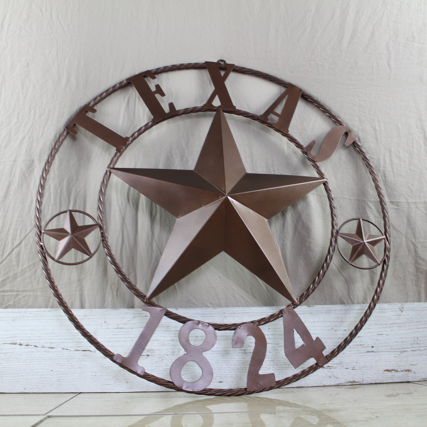 TEXAS 1824 STYLE YOUR CUSTOM NAME STAR METAL BARN STAR ROPE RING RUSTIC BRONZE WESTERN HOME DECOR NEW HANDMADE 24",32",36",40",50"