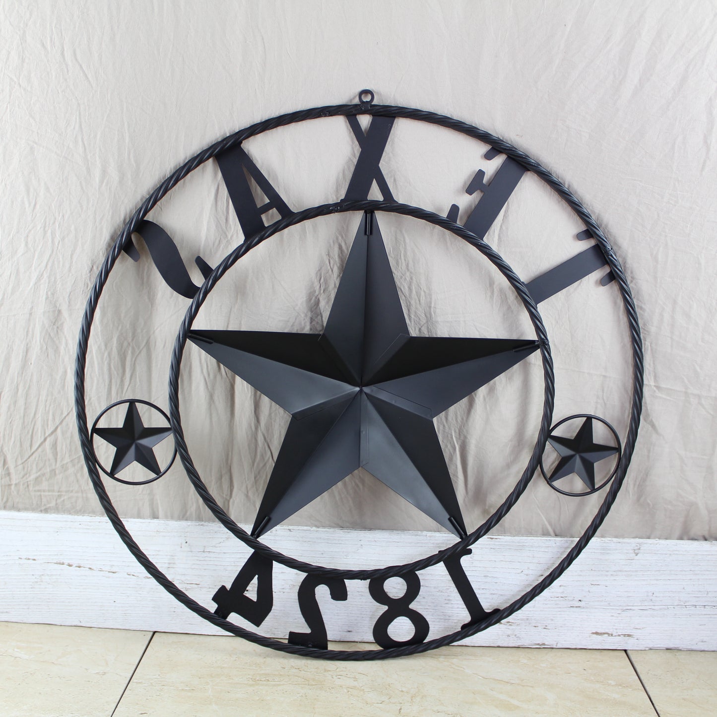 TEXAS 1824 STYLE YOUR CUSTOM NAME STAR METAL BARN STAR ROPE RING RUSTIC BRONZE WESTERN HOME DECOR NEW HANDMADE 24",32",36",40",50"