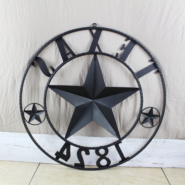 TEXAS 1824 STYLE YOUR CUSTOM NAME STAR METAL BARN STAR ROPE RING RUSTIC BRONZE WESTERN HOME DECOR NEW HANDMADE 24",32",36",40",50"