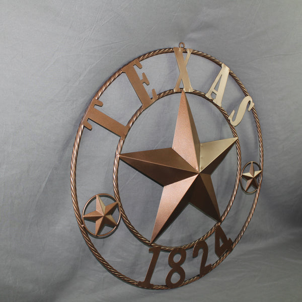 TEXAS 1824 STYLE YOUR CUSTOM NAME STAR METAL BARN STAR ROPE RING RUSTIC BRONZE WESTERN HOME DECOR NEW HANDMADE 24",32",36",40",50"