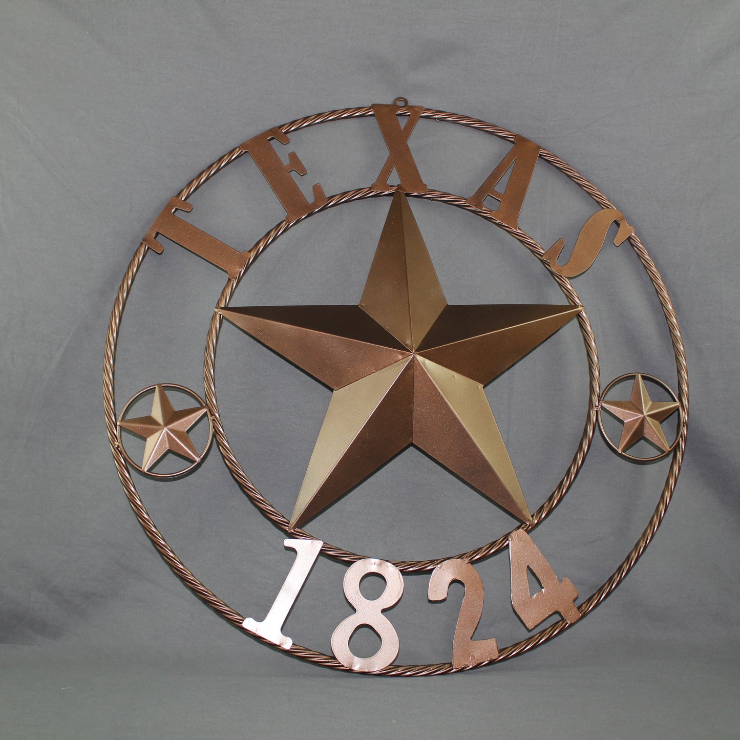 TEXAS 1824 STYLE YOUR CUSTOM NAME STAR METAL BARN STAR ROPE RING RUSTIC BRONZE WESTERN HOME DECOR NEW HANDMADE 24",32",36",40",50"
