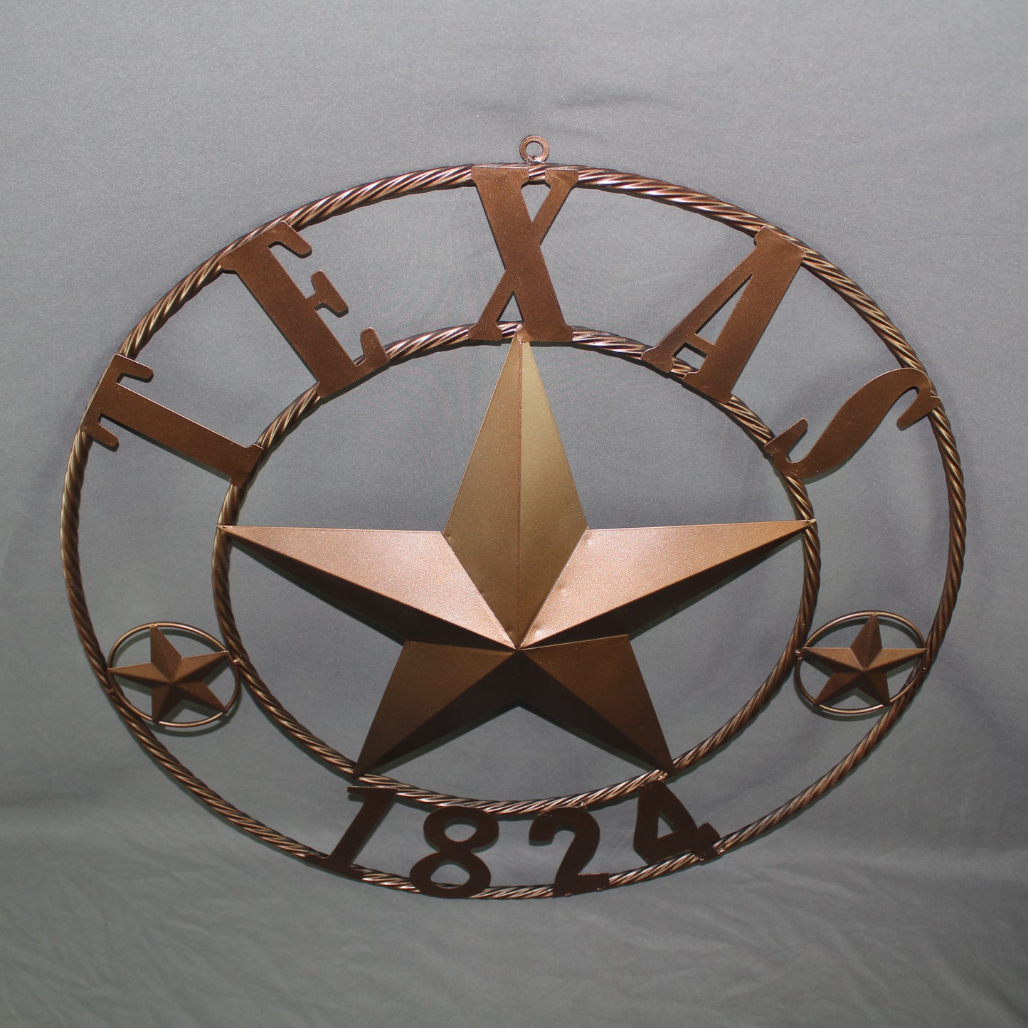 TEXAS 1824 STYLE YOUR CUSTOM NAME STAR METAL BARN STAR ROPE RING RUSTIC BRONZE WESTERN HOME DECOR NEW HANDMADE 24",32",36",40",50"