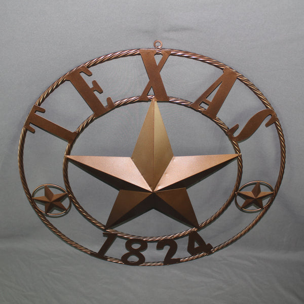 TEXAS 1824 STYLE YOUR CUSTOM NAME STAR METAL BARN STAR ROPE RING RUSTIC BRONZE WESTERN HOME DECOR NEW HANDMADE 24",32",36",40",50"