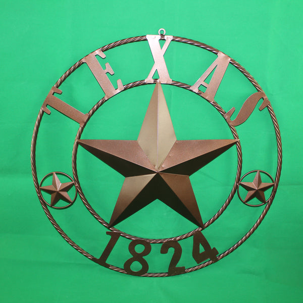 TEXAS 1824 STYLE YOUR CUSTOM NAME STAR METAL BARN STAR ROPE RING RUSTIC BRONZE WESTERN HOME DECOR NEW HANDMADE 24",32",36",40",50"