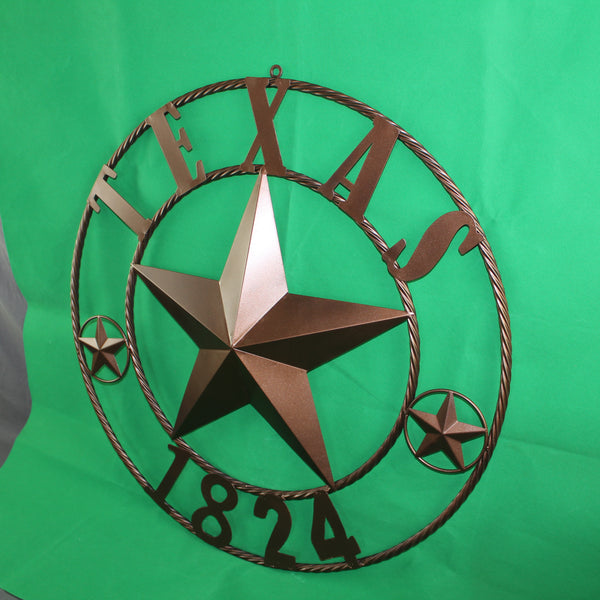 TEXAS 1824 STYLE YOUR CUSTOM NAME STAR METAL BARN STAR ROPE RING RUSTIC BRONZE WESTERN HOME DECOR NEW HANDMADE 24",32",36",40",50"