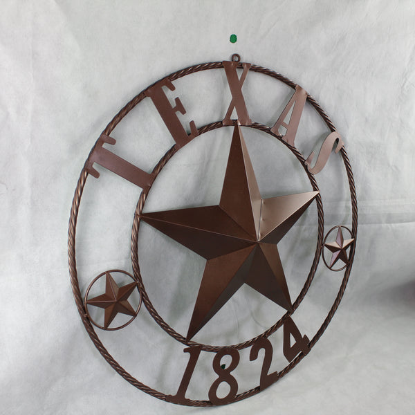 TEXAS 1824 STYLE YOUR CUSTOM NAME STAR METAL BARN STAR ROPE RING RUSTIC BRONZE WESTERN HOME DECOR NEW HANDMADE 24",32",36",40",50"