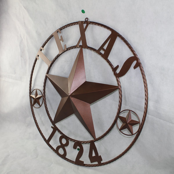 TEXAS 1824 STYLE YOUR CUSTOM NAME STAR METAL BARN STAR ROPE RING RUSTIC BRONZE WESTERN HOME DECOR NEW HANDMADE 24",32",36",40",50"