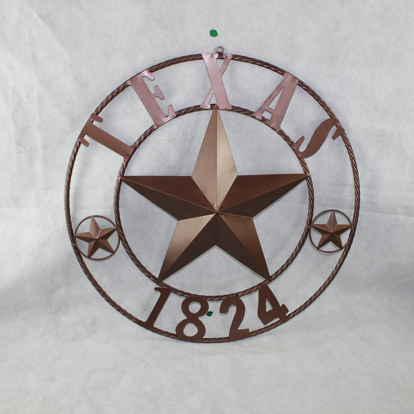 TEXAS 1824 STYLE YOUR CUSTOM NAME STAR METAL BARN STAR ROPE RING RUSTIC BRONZE WESTERN HOME DECOR NEW HANDMADE 24",32",36",40",50"