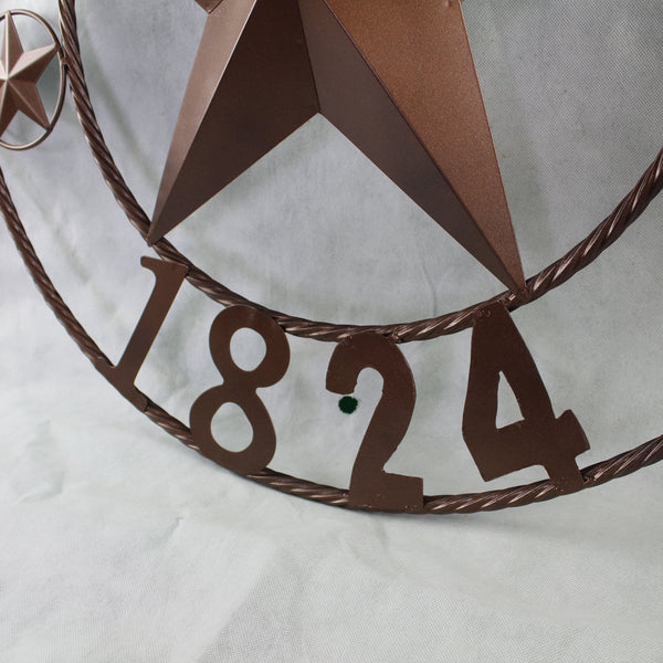 TEXAS 1824 STYLE YOUR CUSTOM NAME STAR METAL BARN STAR ROPE RING RUSTIC BRONZE WESTERN HOME DECOR NEW HANDMADE 24",32",36",40",50"