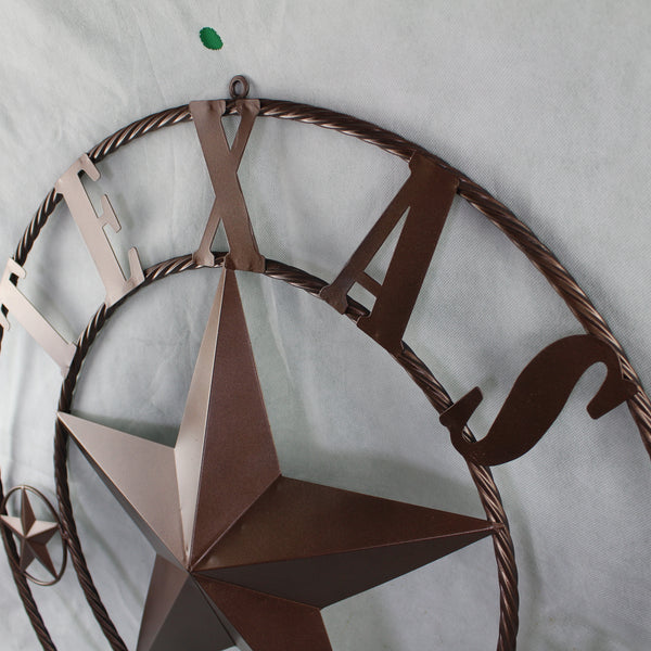 TEXAS 1824 STYLE YOUR CUSTOM NAME STAR METAL BARN STAR ROPE RING RUSTIC BRONZE WESTERN HOME DECOR NEW HANDMADE 24",32",36",40",50"