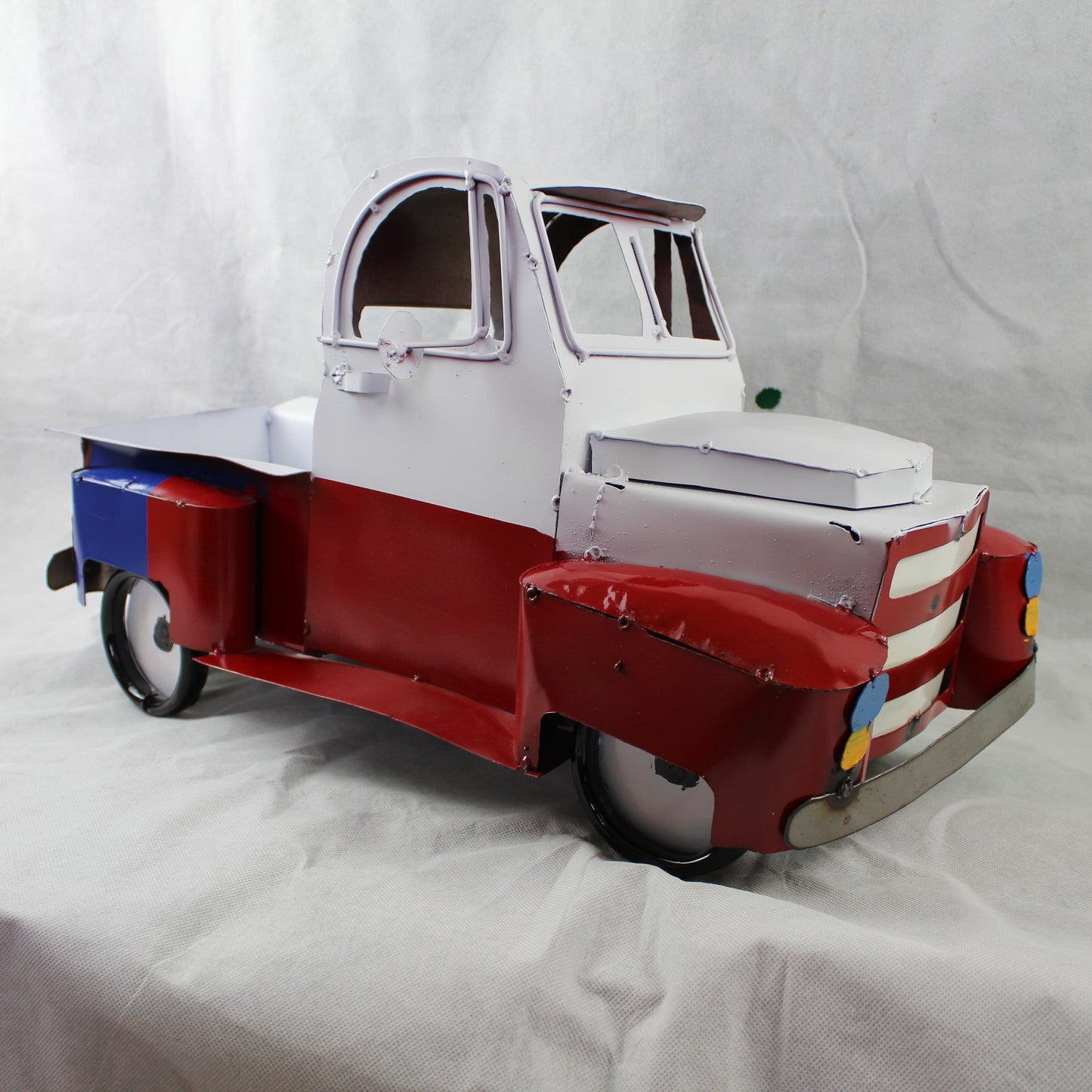 TEXAS FLAG TRUCK 20" PICKUP PATRIOTIC TRUCK RED WHITE BLUE METAL VINTAGE GARDEN ART FIGURINE WESTERN HOME DECOR HANDMADE #EH12866