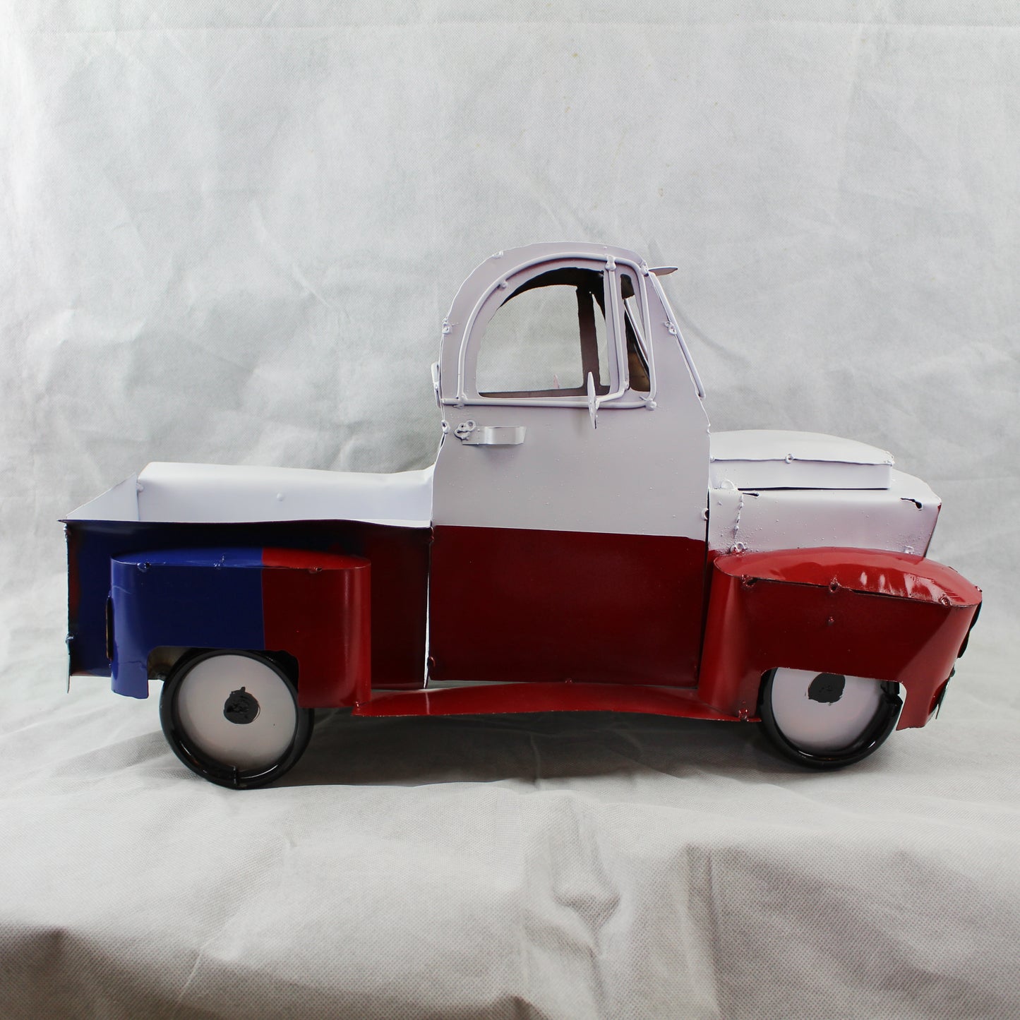TEXAS FLAG TRUCK 20" PICKUP PATRIOTIC TRUCK RED WHITE BLUE METAL VINTAGE GARDEN ART FIGURINE WESTERN HOME DECOR HANDMADE #EH12866