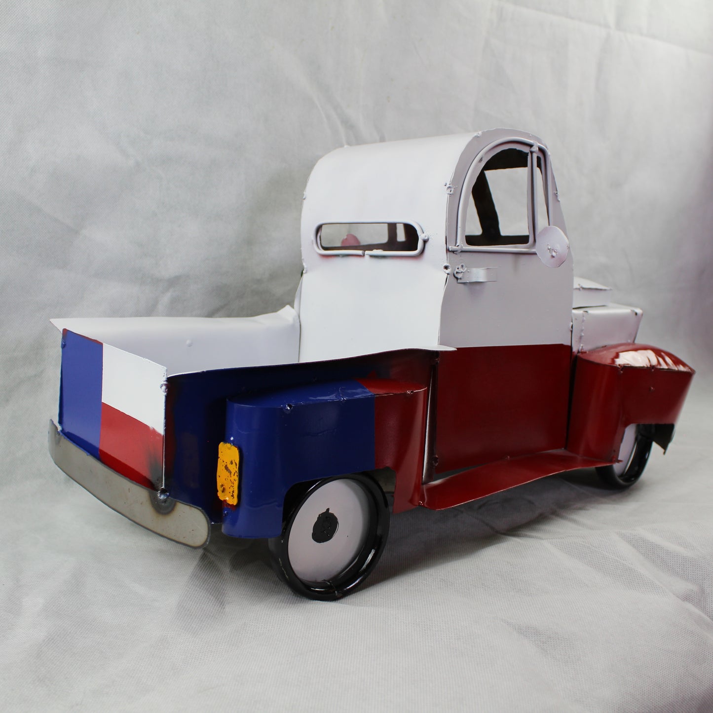 TEXAS FLAG TRUCK 20" PICKUP PATRIOTIC TRUCK RED WHITE BLUE METAL VINTAGE GARDEN ART FIGURINE WESTERN HOME DECOR HANDMADE #EH12866