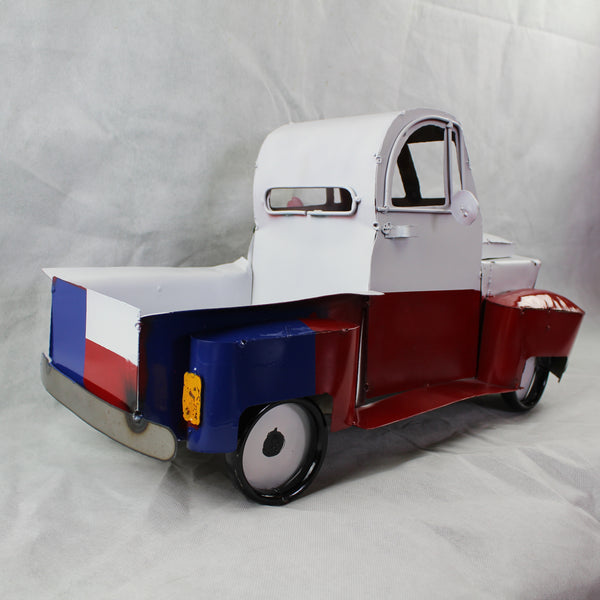 TEXAS FLAG TRUCK 20" PICKUP PATRIOTIC TRUCK RED WHITE BLUE METAL VINTAGE GARDEN ART FIGURINE WESTERN HOME DECOR HANDMADE #EH12866