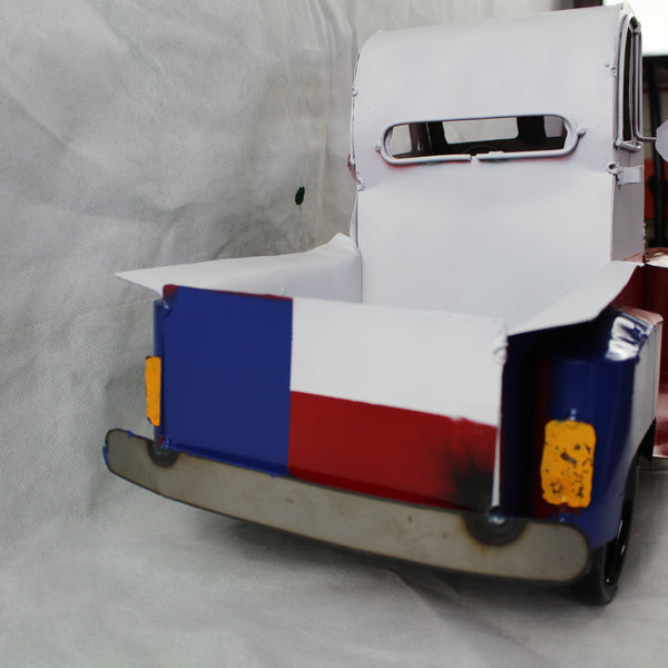 TEXAS FLAG TRUCK 20" PICKUP PATRIOTIC TRUCK RED WHITE BLUE METAL VINTAGE GARDEN ART FIGURINE WESTERN HOME DECOR HANDMADE #EH12866